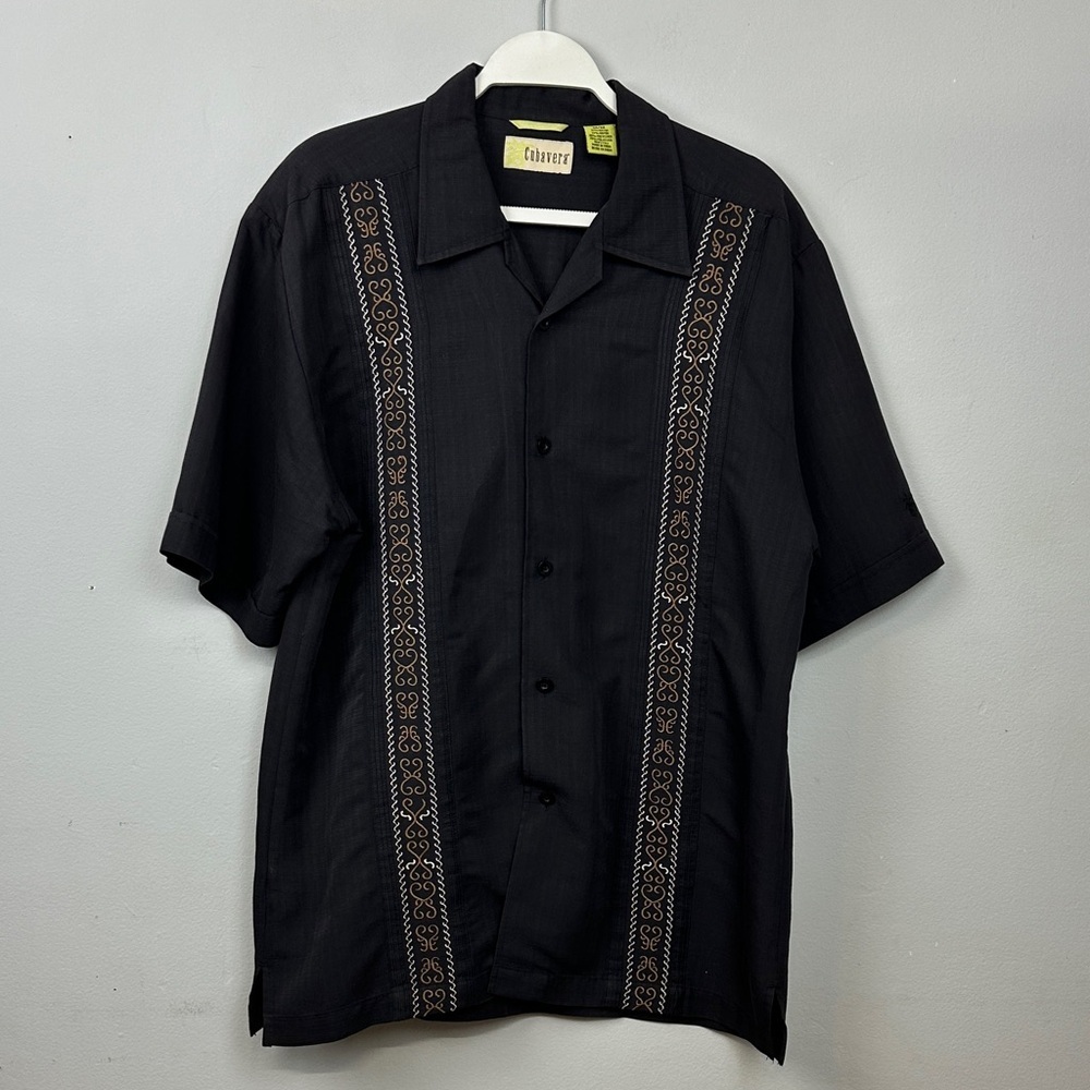 Cubavera Rockabilly Short Sleeve Bowling Shirt, 50s Style Casual Shirt Sz M